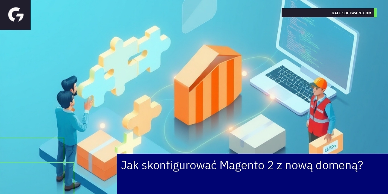 Schemat konfiguracji Magento 2 z domeną i rozszerzeniami