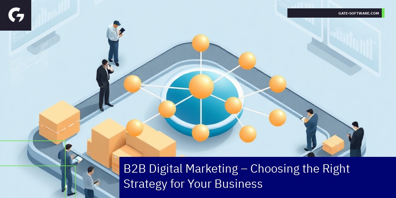 Illustration of B2B ecommerce platform and marketing features