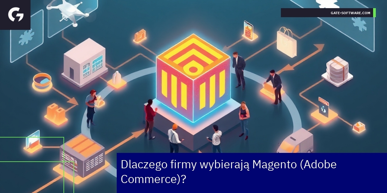 Diagram przedstawiający korzyści Magento dla e-commerce