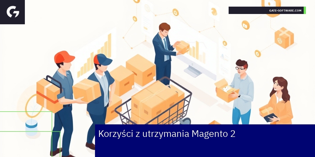 Grafika przedstawiająca zalety Magento 2 dla biznesu