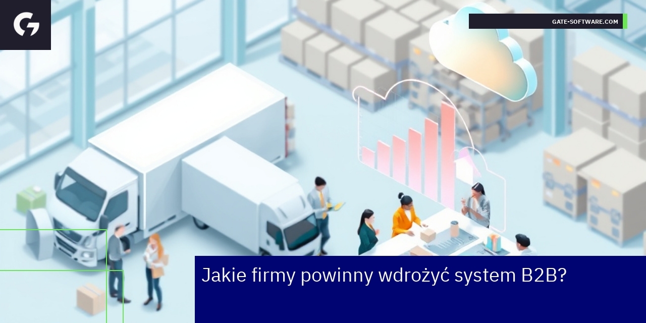 Korzyści i wdrożenie systemu B2B w firmach Grafika ilustrująca proces wdrożenia systemu B2B