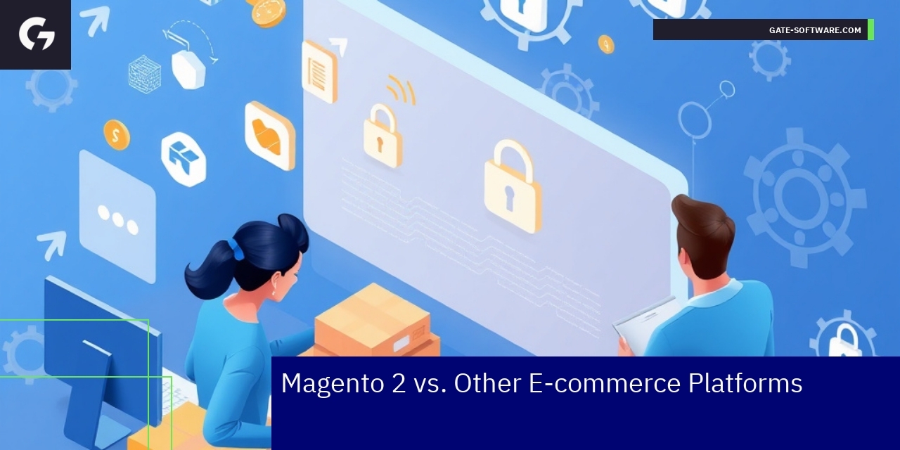 Magento 2 platform with error codes and performance icons
