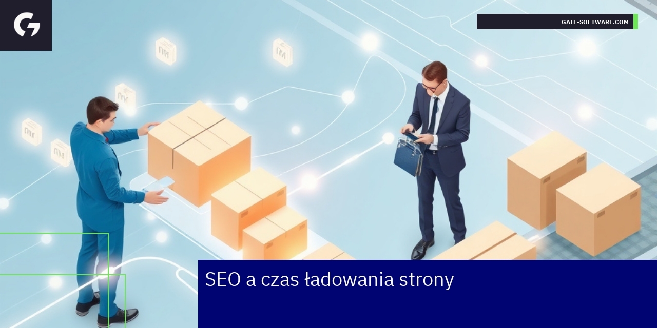 Wykresy i ikony symbolizujące SEO i szybkość strony