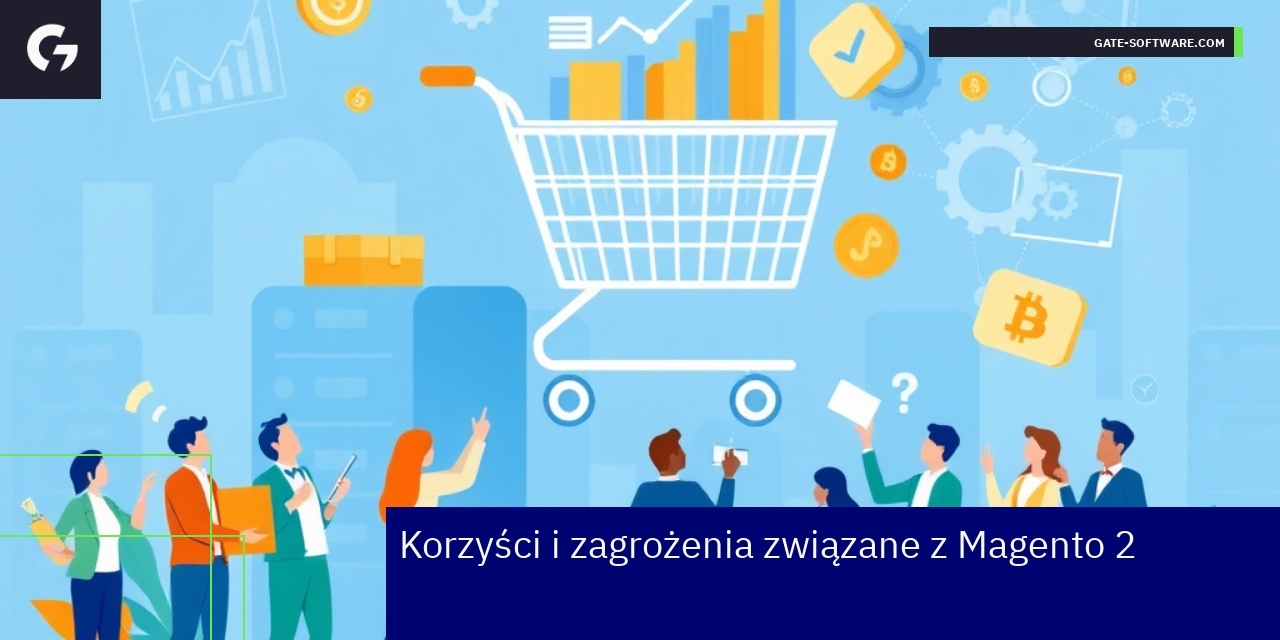 Schemat przedstawiający zalety i wady Magento 2