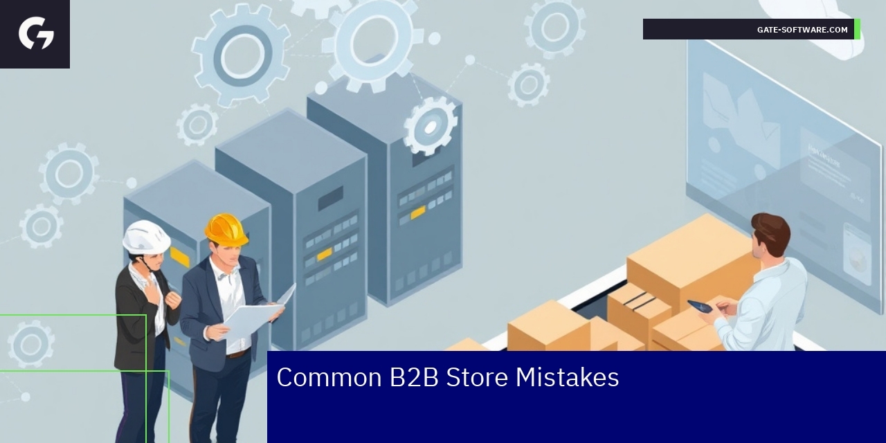 Common Errors in B2B Store Management B2B store challenges and solutions overview graphic