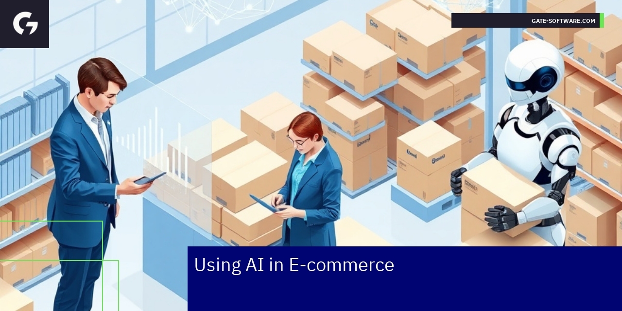 AI Enhancing B2B E-commerce Efficiency Illustration of AI optimizing e-commerce processes