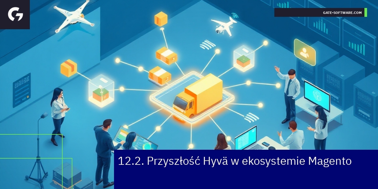 Interfejs użytkownika i logo Hyvä w ekosystemie Magento