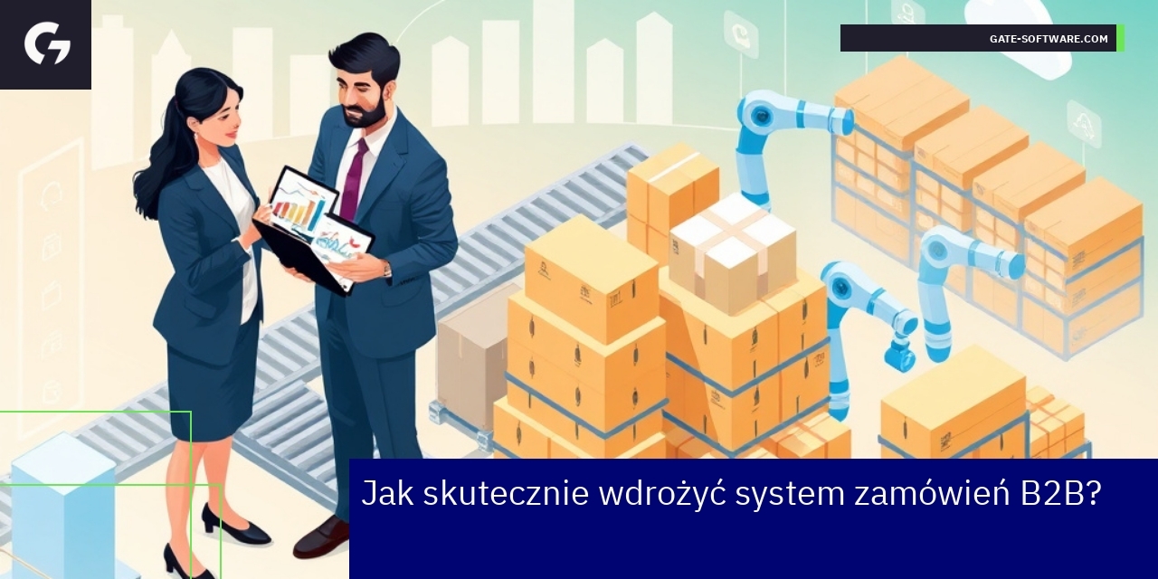 Proces wdrażania systemu zamówień B2B na ekranie komputera