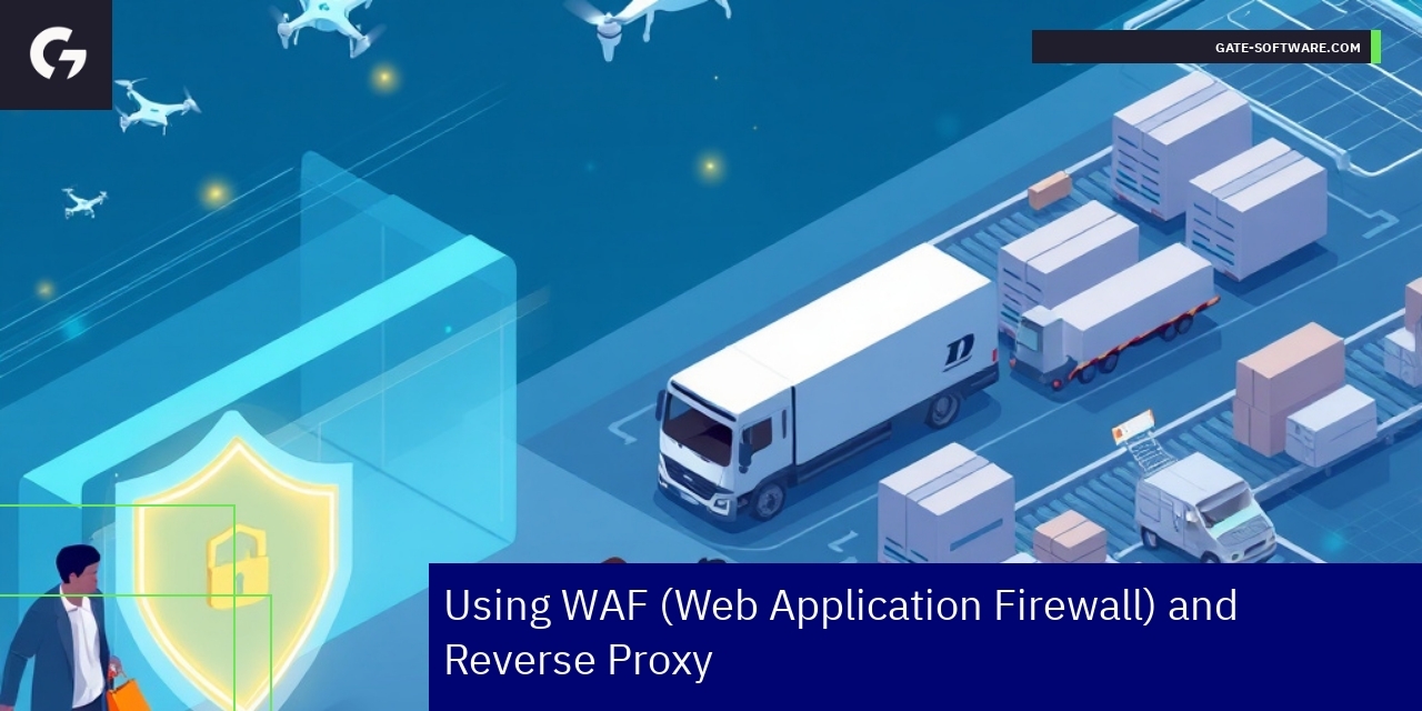 E-commerce Security with WAF and Reverse Proxy Diagram showing WAF and reverse proxy protecting e-commerce