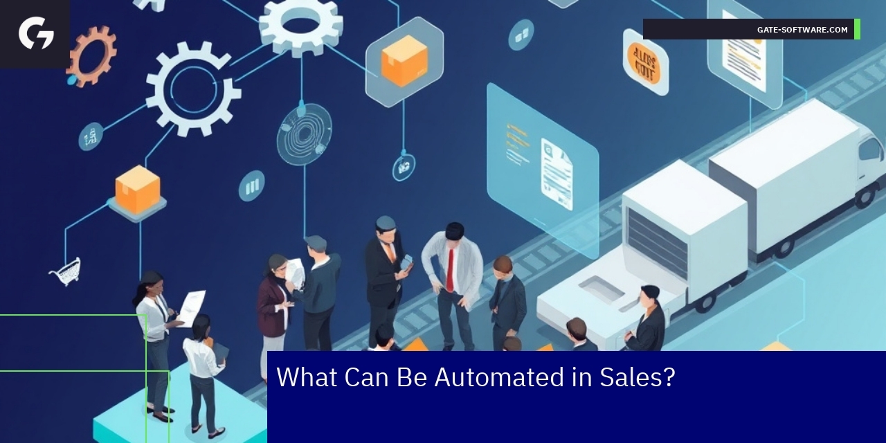 Illustration of sales automation steps and Magento logo