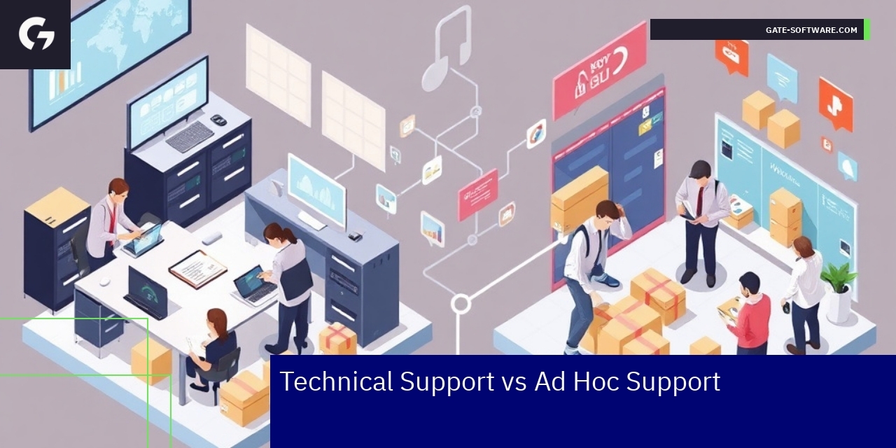 Technical vs Ad Hoc Support for UiR Services Comparison chart of technical and ad hoc support models