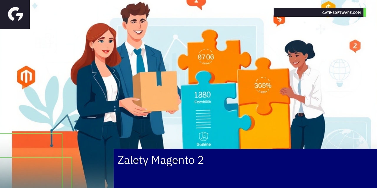 Schemat zalet Magento 2 w e-commerce