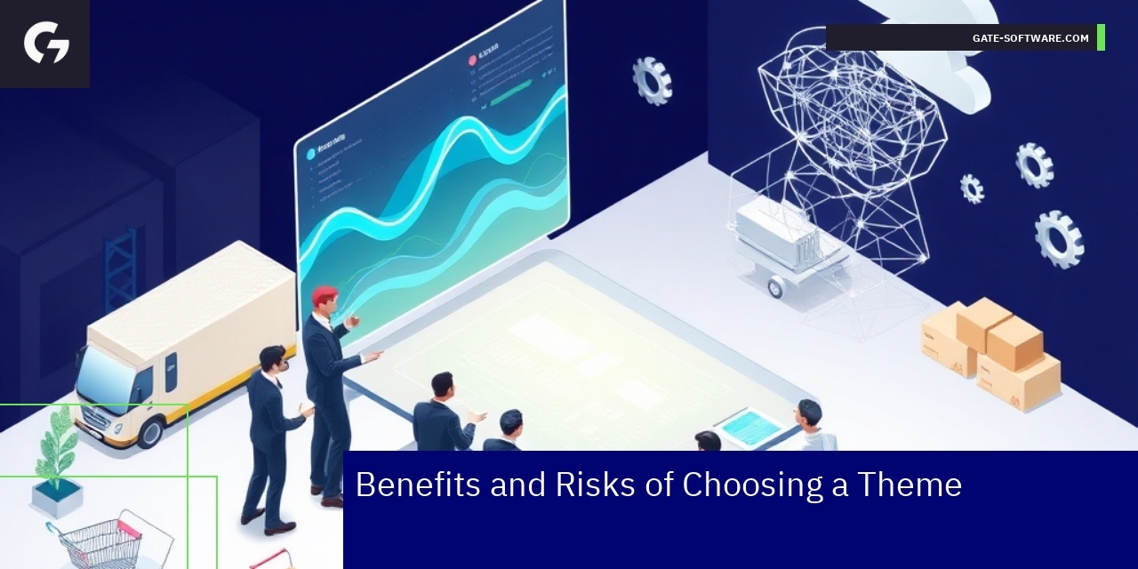 Choosing the Right Theme for eCommerce Platforms Diagram showing theme benefits and risks for platforms