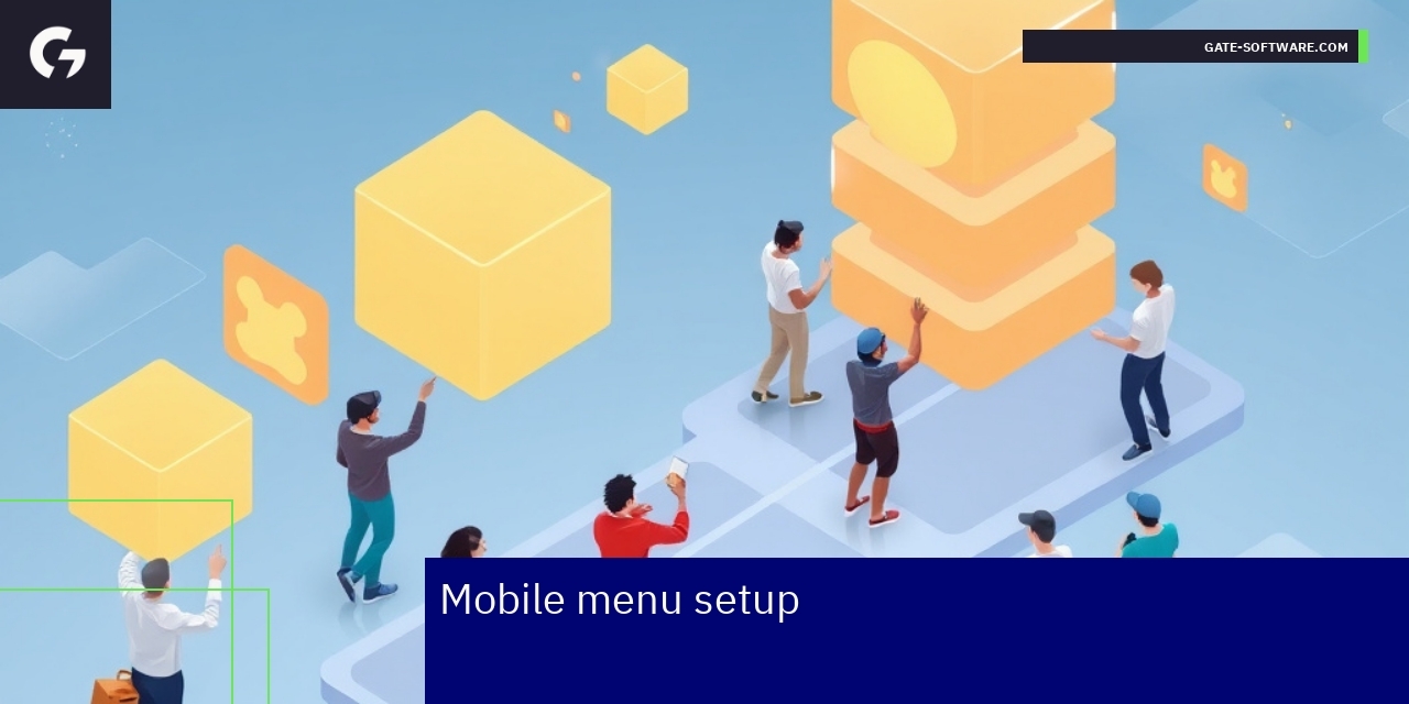 Mobile menu layout with clear navigation and caching icons
