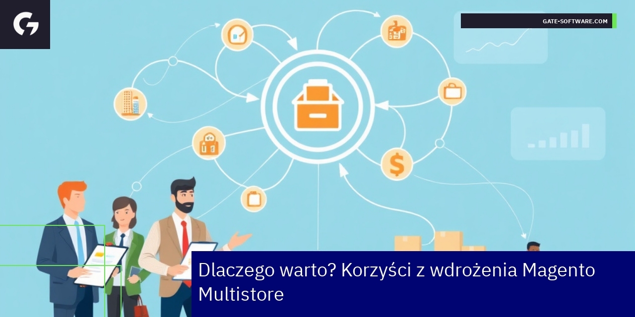 Schemat pokazujący integrację sklepów Magento Multistore