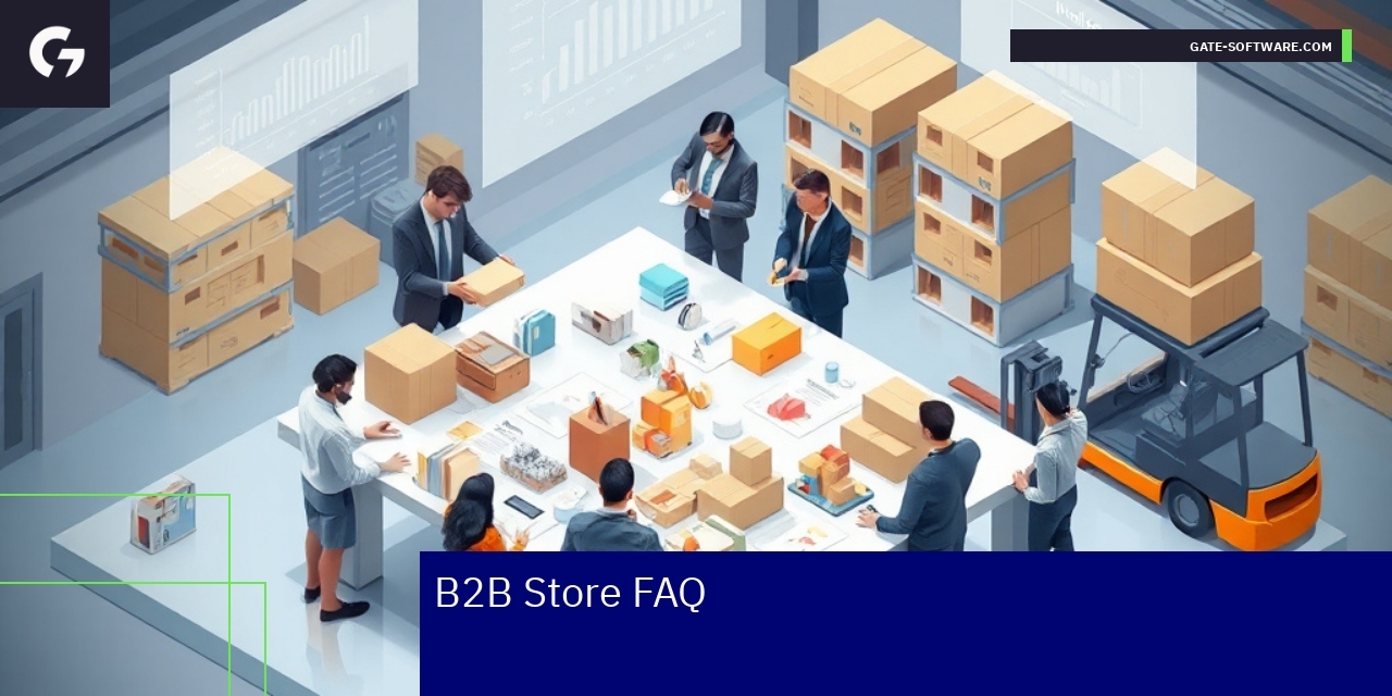 B2B ecommerce platform concept with charts and products