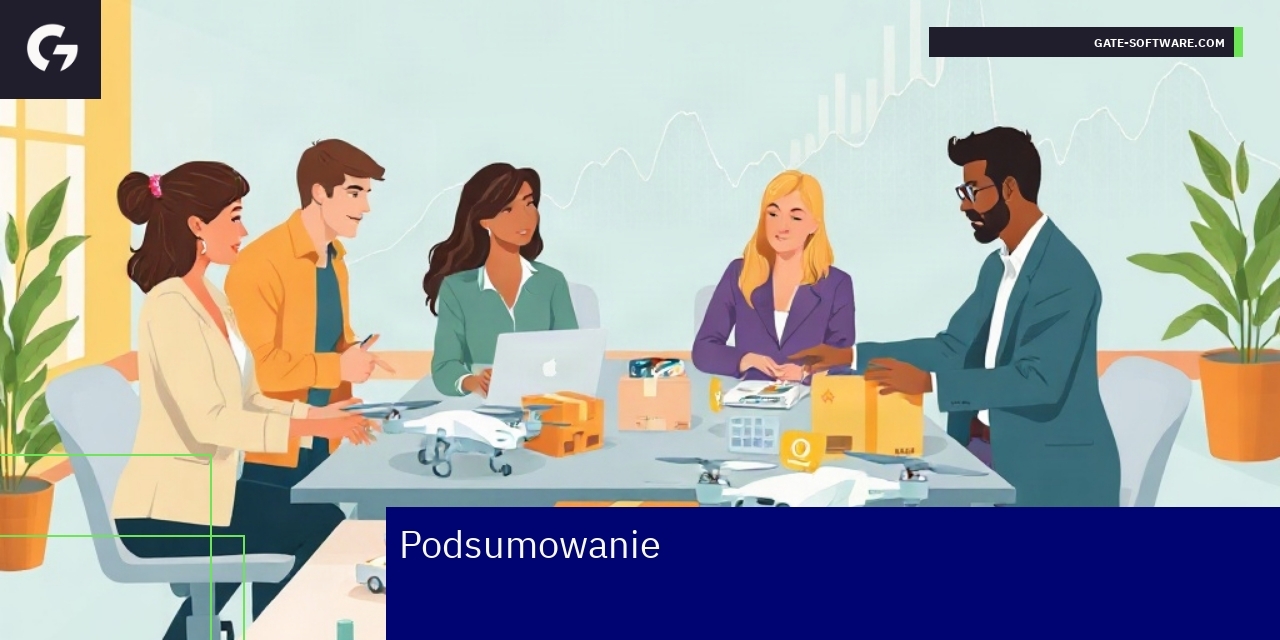 Zarządzanie projektami i platforma Hyva w e-commerce Grafika ilustrująca zarządzanie projektami e-commerce