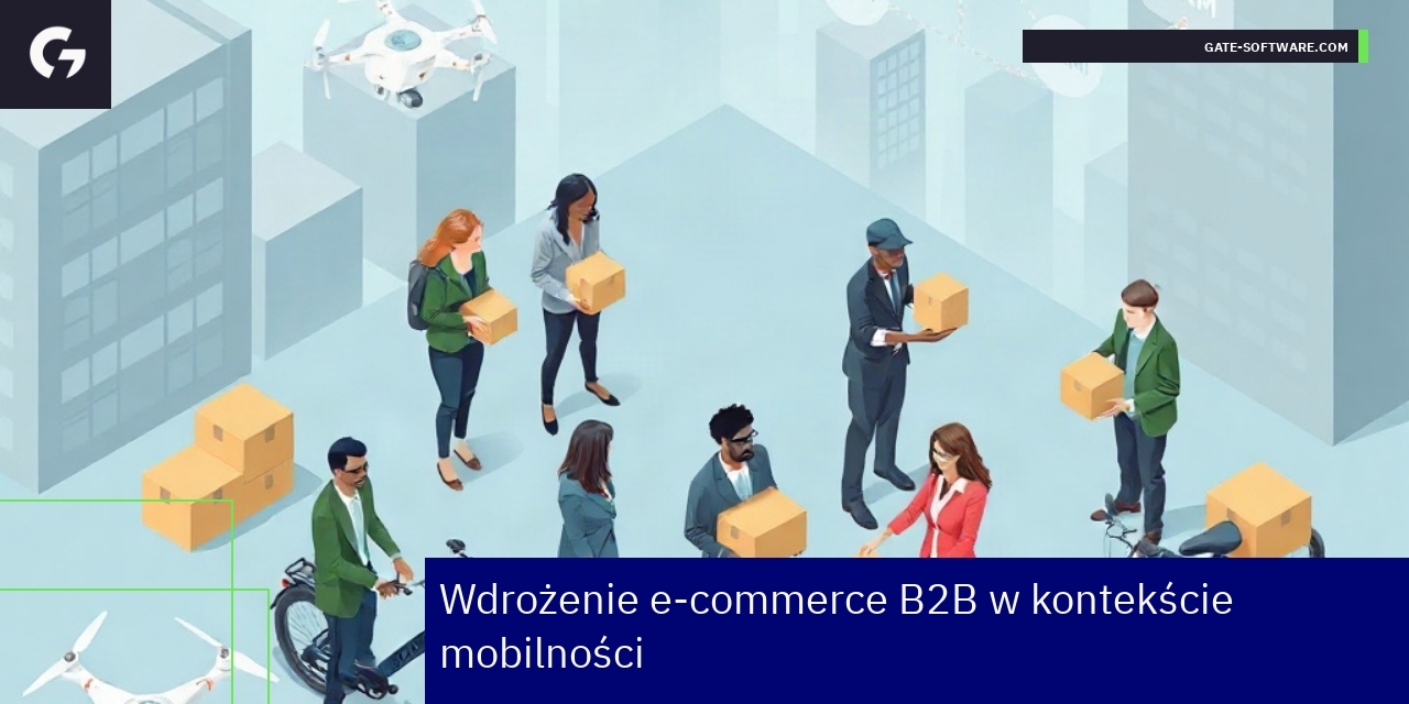 Grafika przedstawiająca mobilny e-commerce B2B