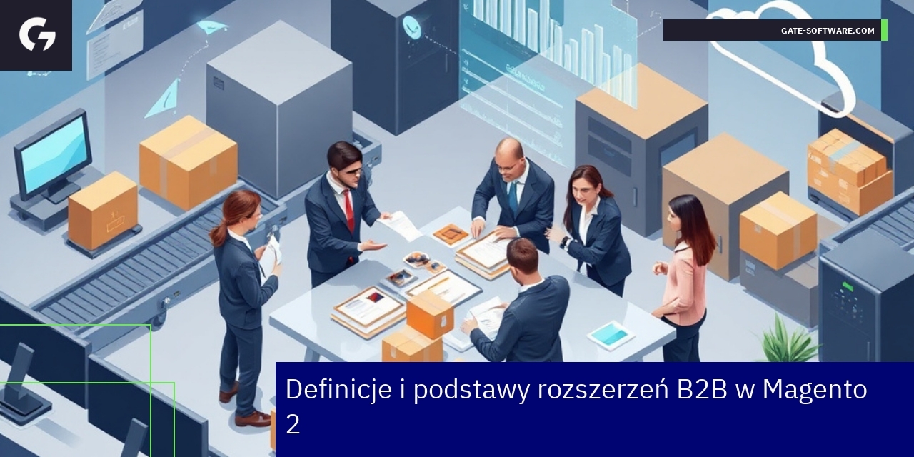 Schemat funkcji i korzyści rozszerzeń B2B Magento