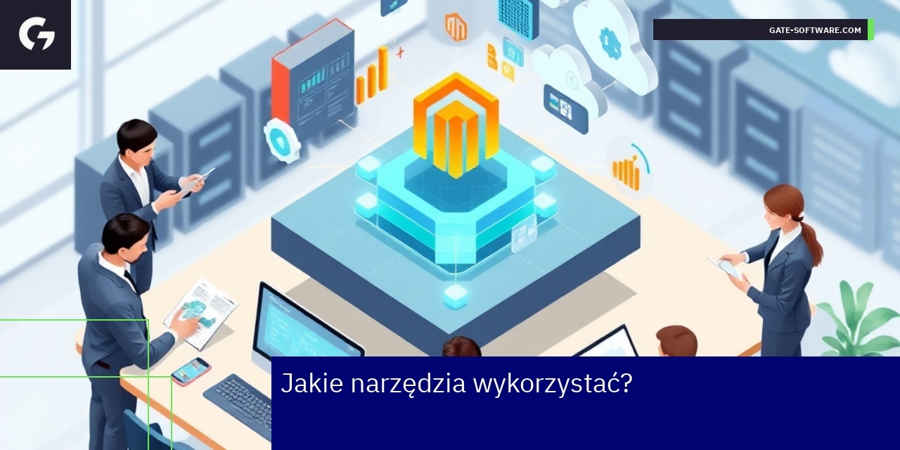 Narzędzia do zarządzania platformą Magento B2B Ilustracja narzędzi do zarządzania Magento i e-commerce