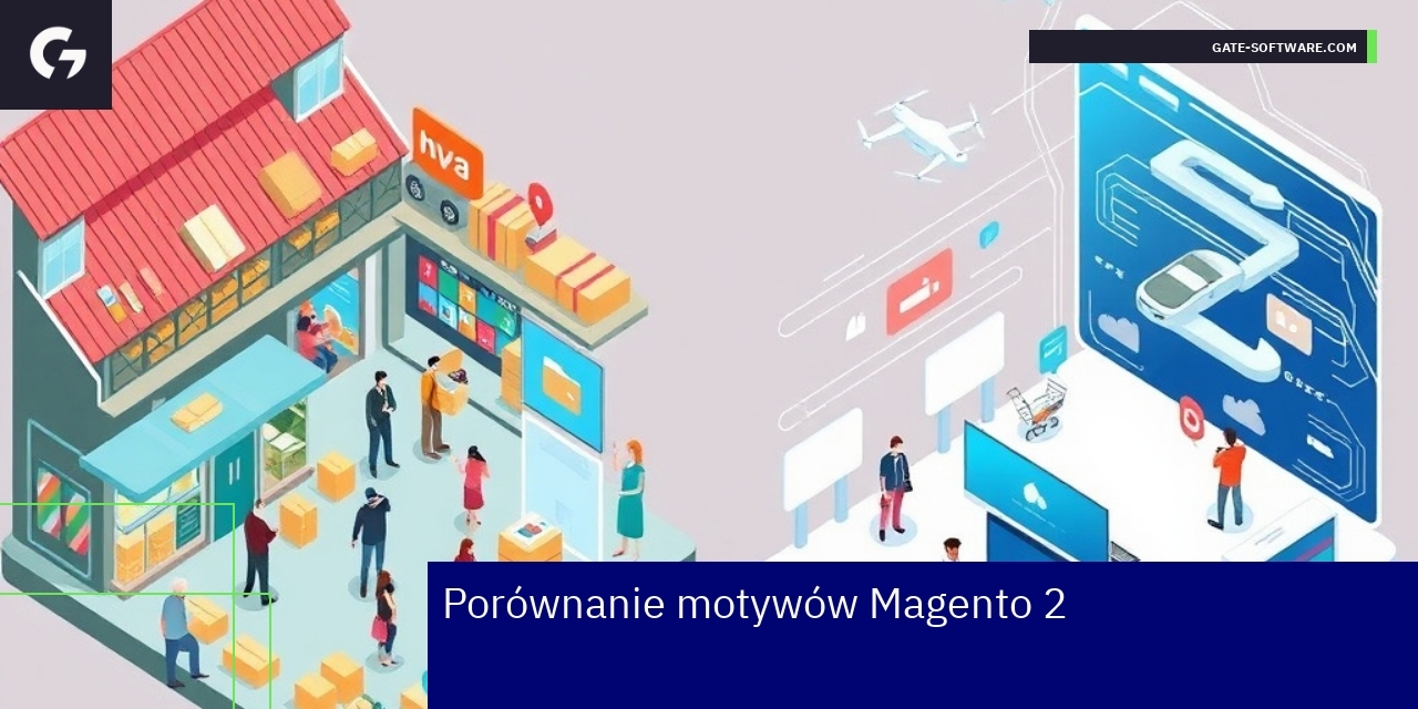 Porównanie motywów Hyva i tradycyjnych w Magento 2 Schemat porównujący motywy Magento 2 i Hyva