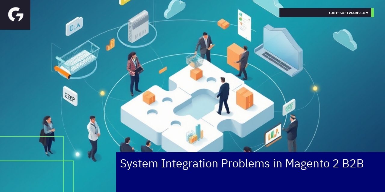 Challenges of System Integration in Magento 2 B2B Diagram showing Magento 2 B2B system integration components