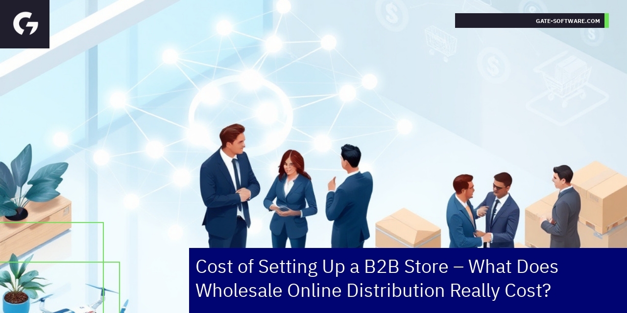 Illustration of B2B ecommerce and online wholesale setup