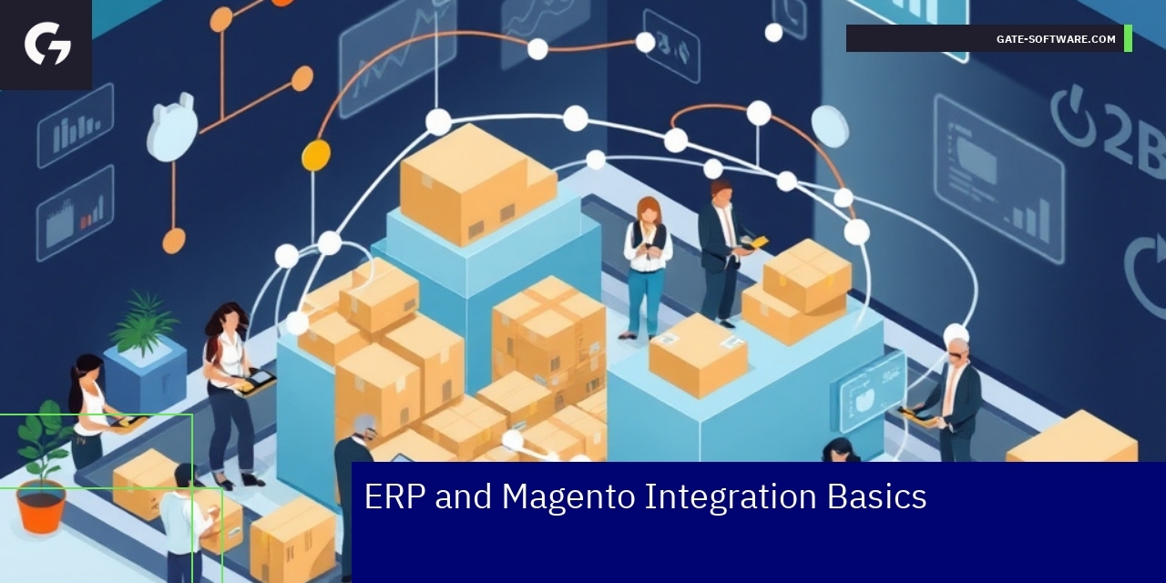 Diagram showing ERP and Magento integration workflow
