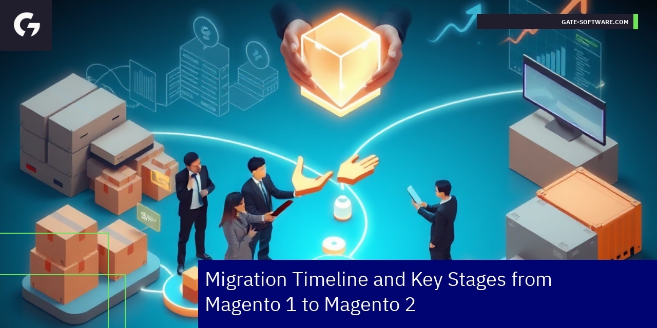 Diagram showing migration stages from Magento 1 to 2