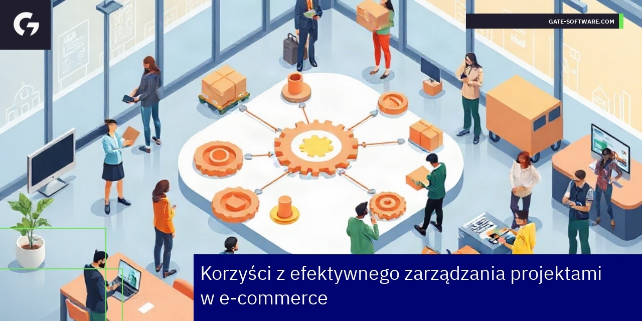 Korzyści zarządzania projektami w e-commerce Schemat ilustrujący korzyści z zarządzania projektami