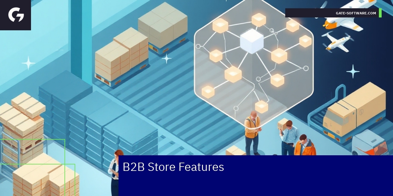 Powerful Features of B2B eCommerce Platforms Diagram showing B2B platform features and integrations