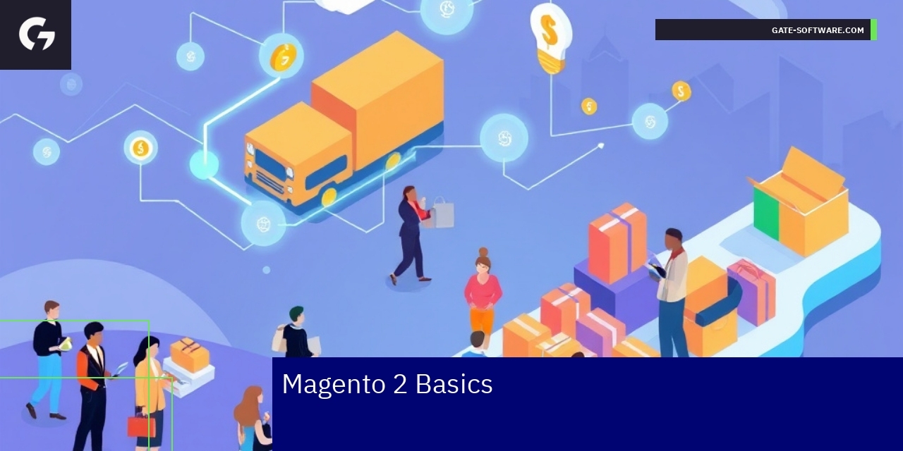 Diagram showing Magento 2 e-commerce features and benefits
