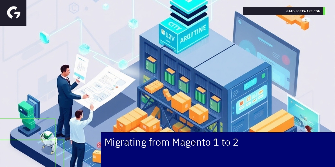 Diagram showing Magento migration steps and optimization