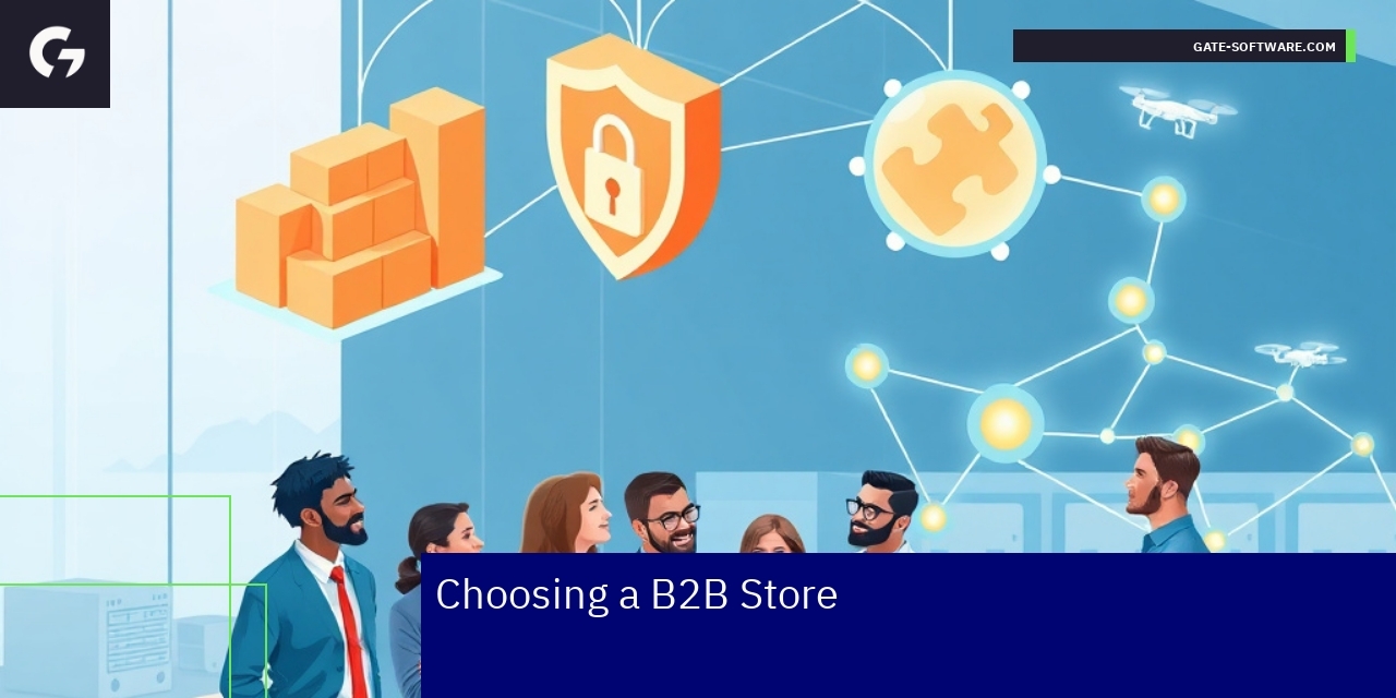 Business professionals reviewing ecommerce platform options