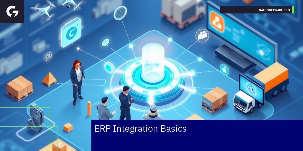 Diagram showing ERP system components and e-commerce integration