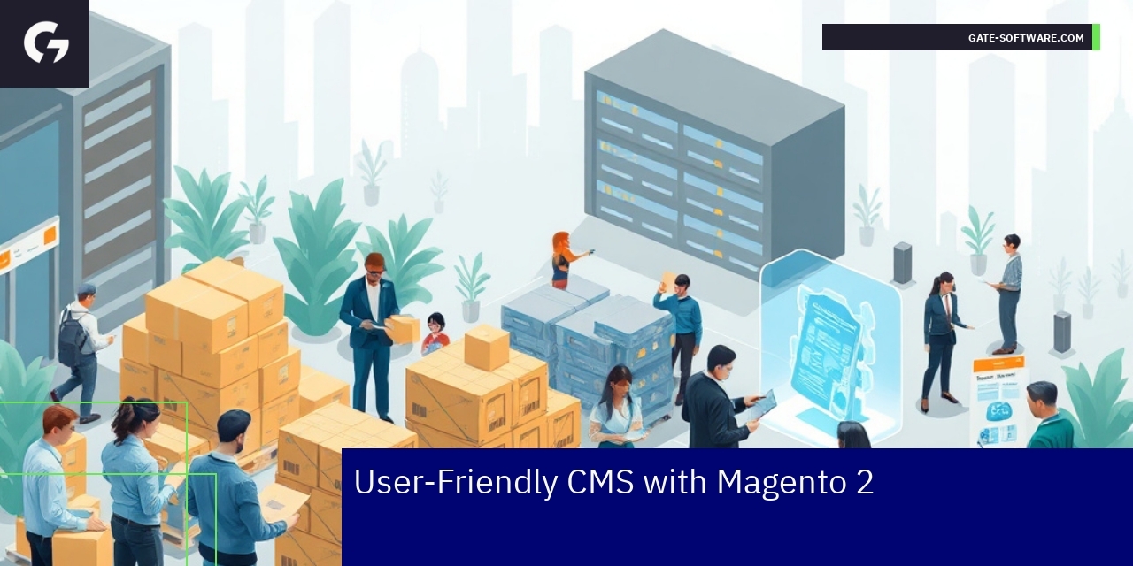 Magento 2 e-commerce dashboard and technology icons