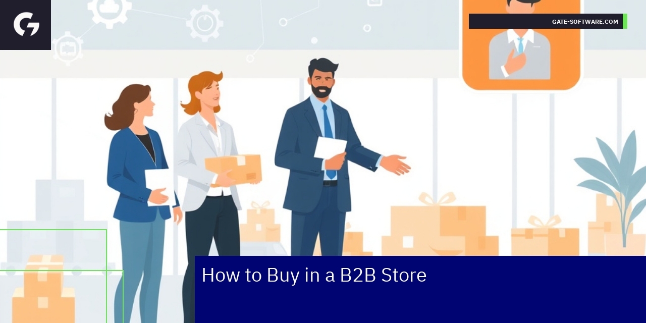 Key Steps in B2B Store Automation and Management Business person managing B2B platform on laptop
