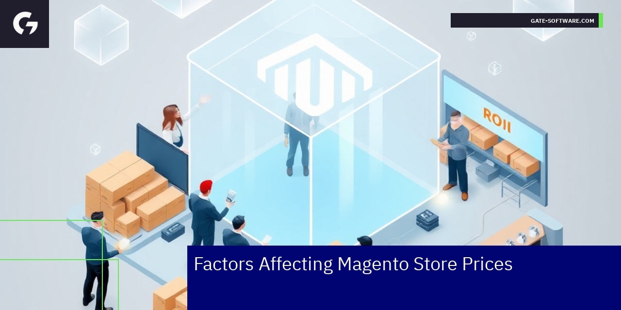 Magento pricing factors and ROI analysis infographic