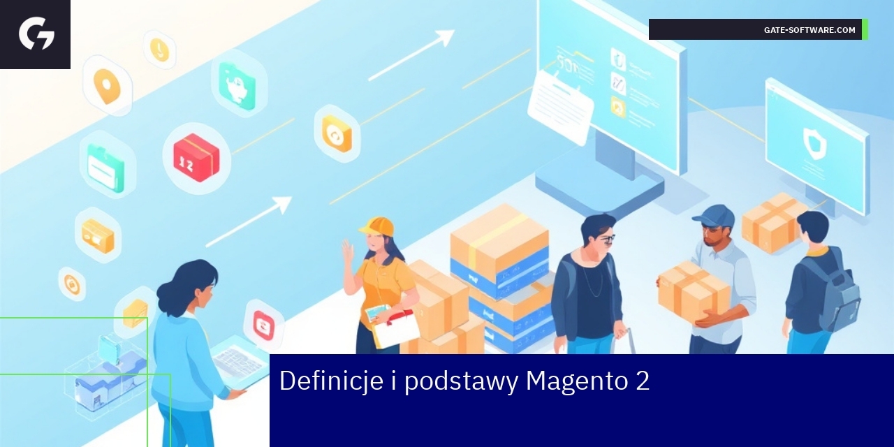 Ekran z panelem zarządzania Magento 2 i ikonami