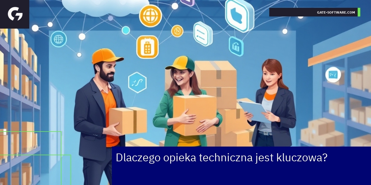 Znaczenie opieki technicznej w systemach IT osoba pracująca przy komputerze z ikonami technicznymi