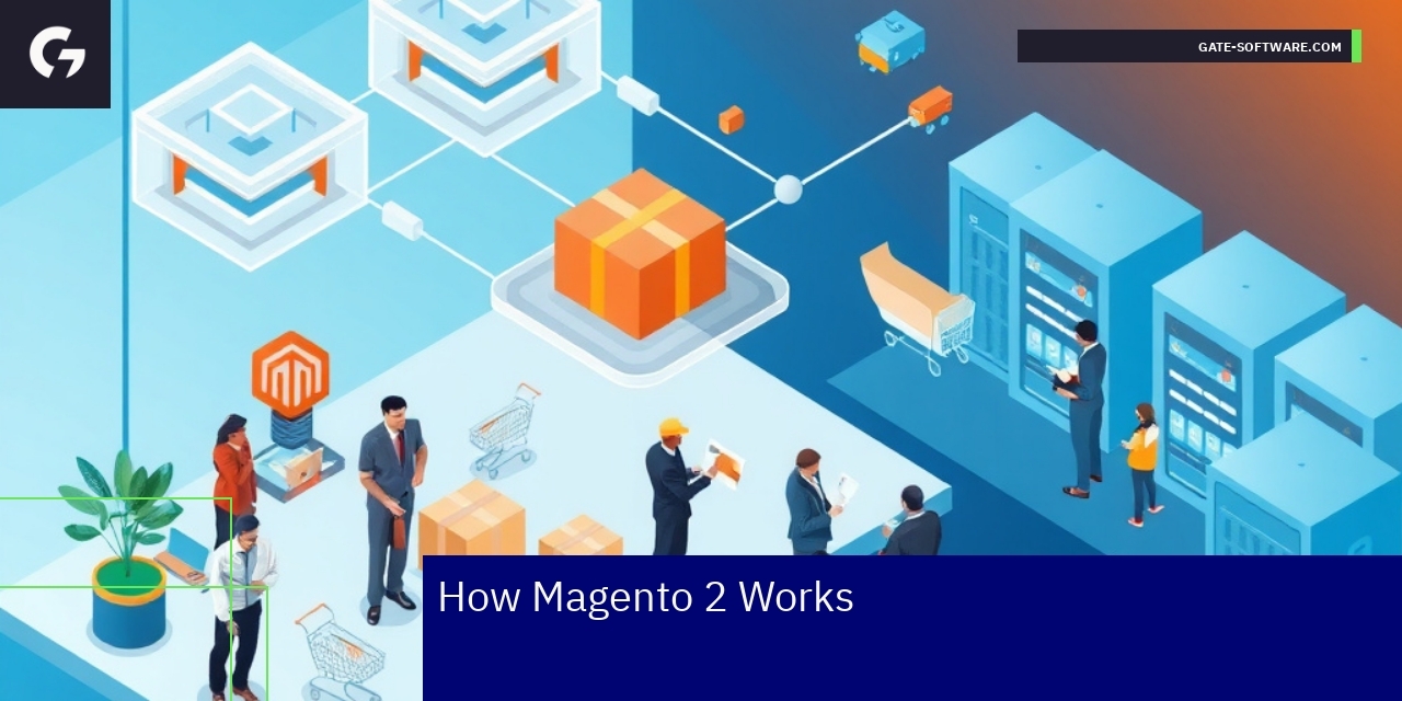 Diagram showing Magento 2 system components and optimization