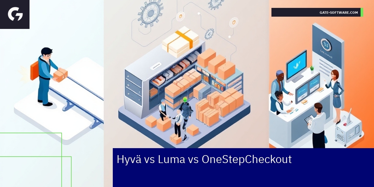Porównanie Hyvä, Luma i OneStepCheckout dla Magento 2 Schemat porównujący frontend Hyvä, Luma i OneStepCheckout