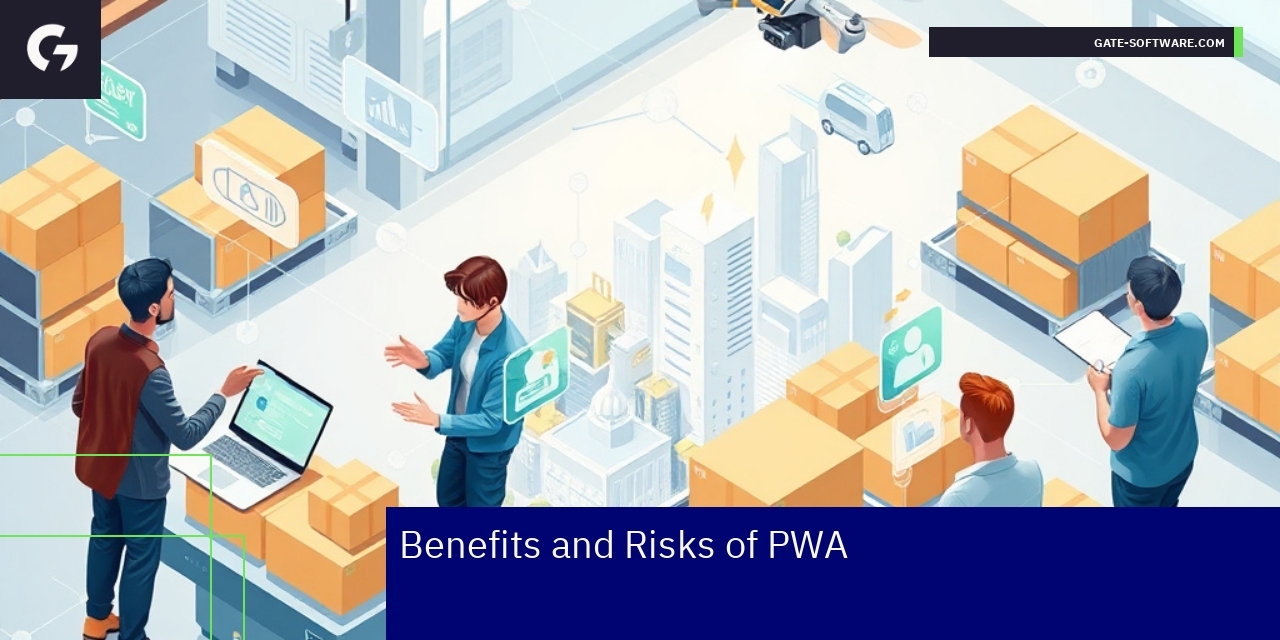 Illustration of PWA benefits and risks overview