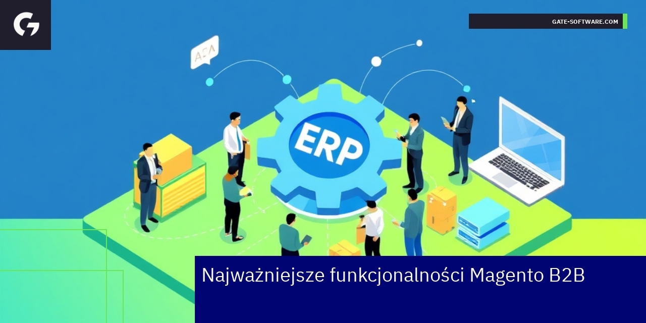 Grafika przedstawiająca integrację Magento z ERP