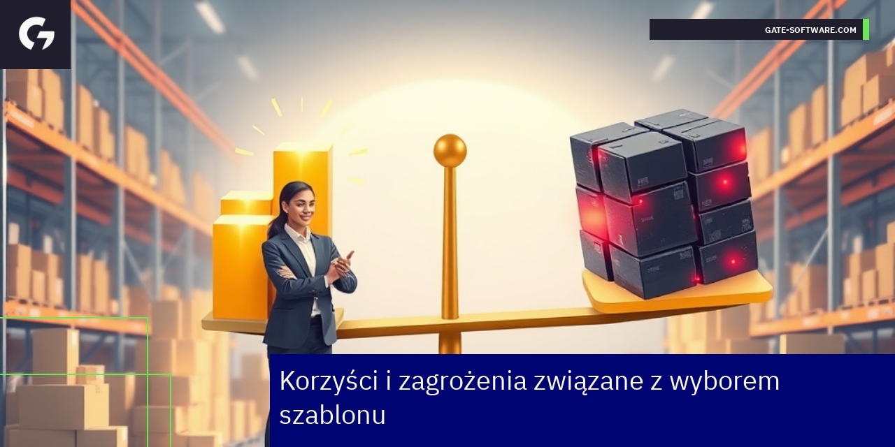 Korzyści i zagrożenia wyboru szablonu Magento Schemat prezentujący korzyści i zagrożenia szablonu