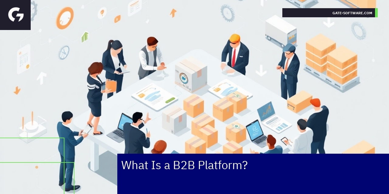Key Features and Differences of B2B Platforms Diagram showing B2B platform features and business flow