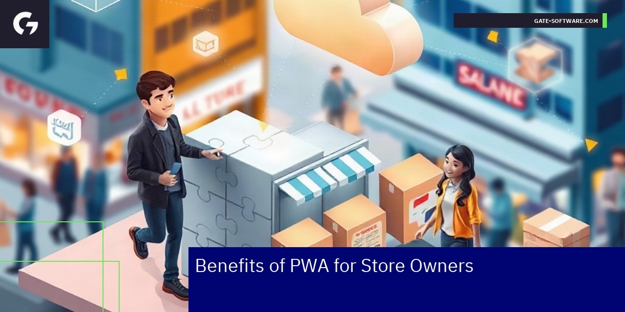 Illustration of PWA features for online stores