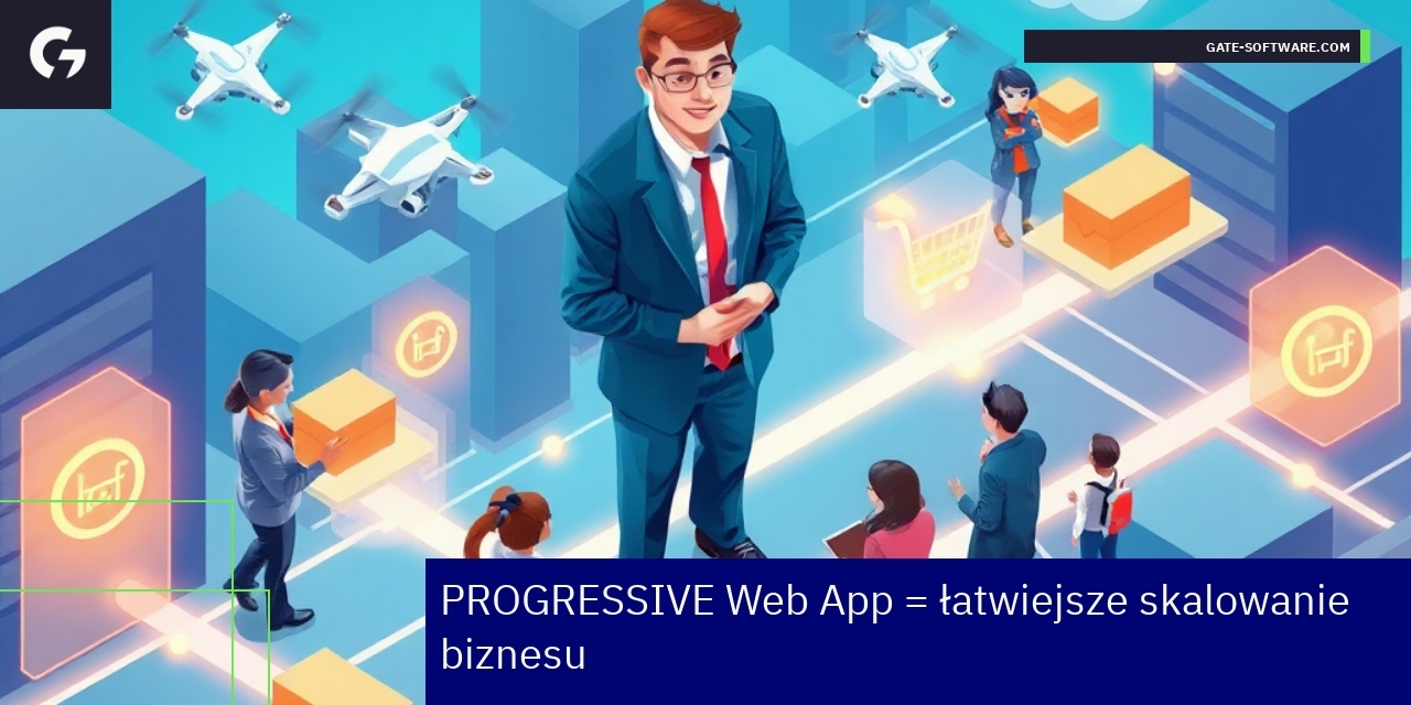 Schemat ilustrujący zalety PWA w biznesie