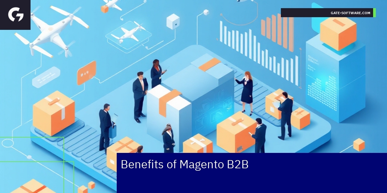 Benefits of Magento B2B Optimization Graphical representation of Magento B2B features
