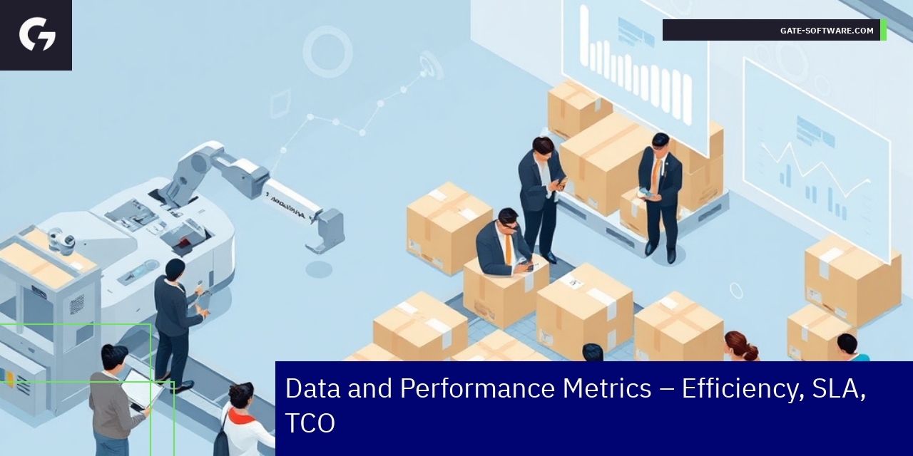 Charts showing project times, delivery rates, and cost reduction